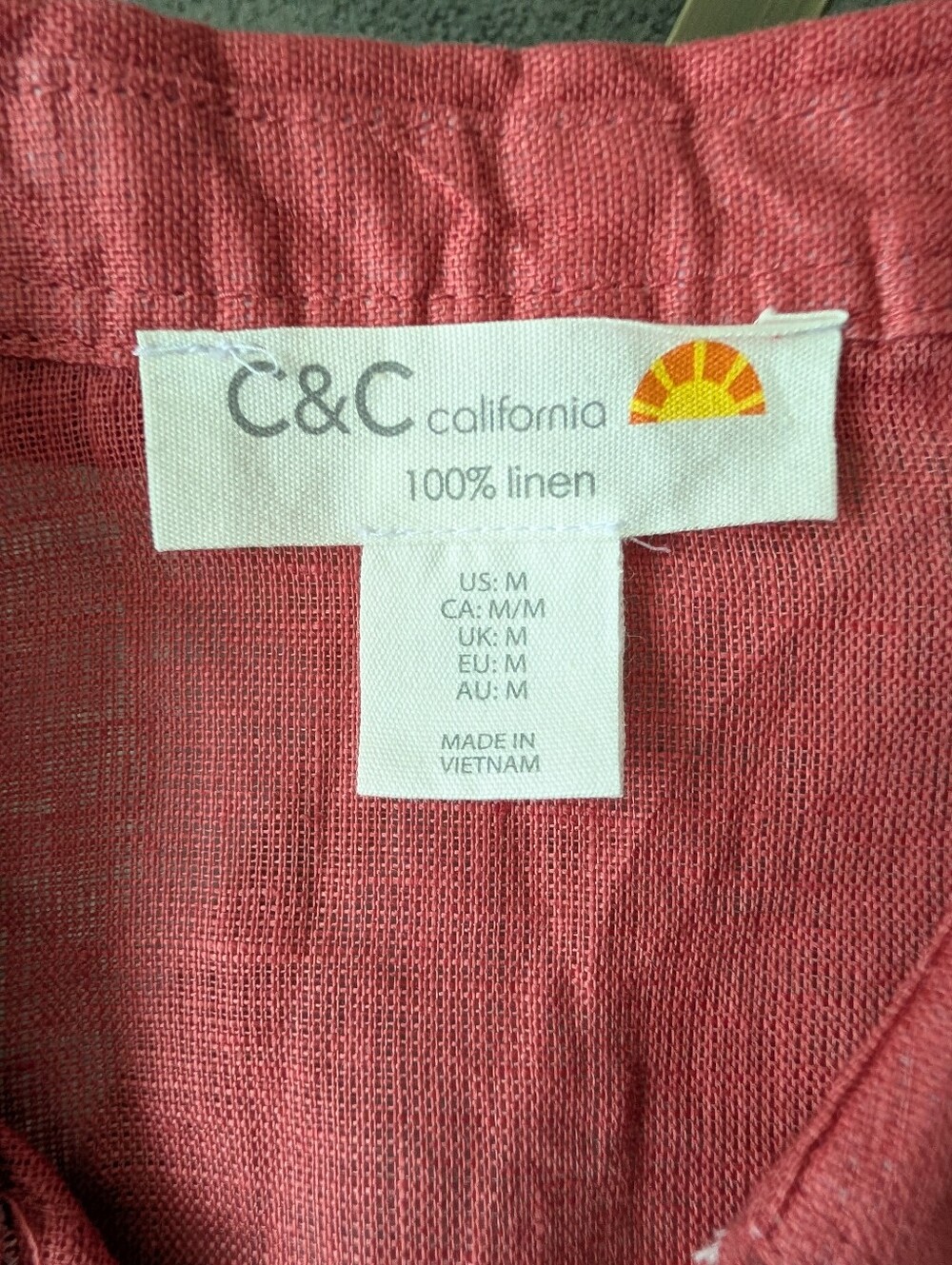 C & C California 100% Linen Rust Cap Sleeve Blouse Size M - Picture 4 of 16